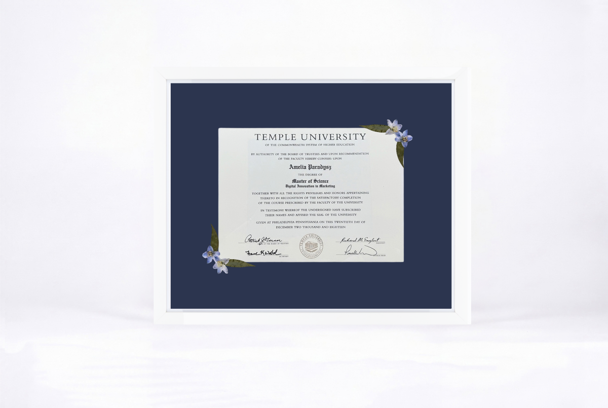 Pressed Flower Diploma Frame | 16x20 Graduation Keepsake