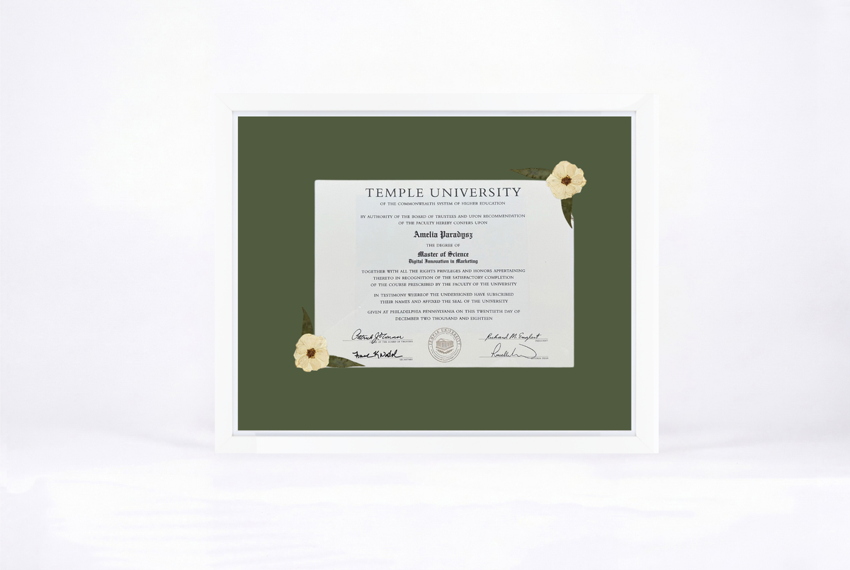 Pressed Flower Diploma Frame | 16x20 Graduation Keepsake