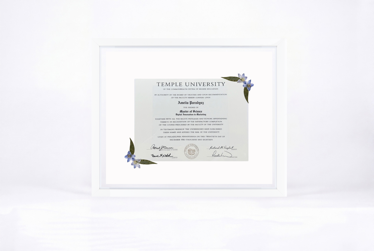 Pressed Flower Diploma Frame | 16x20 Graduation Keepsake