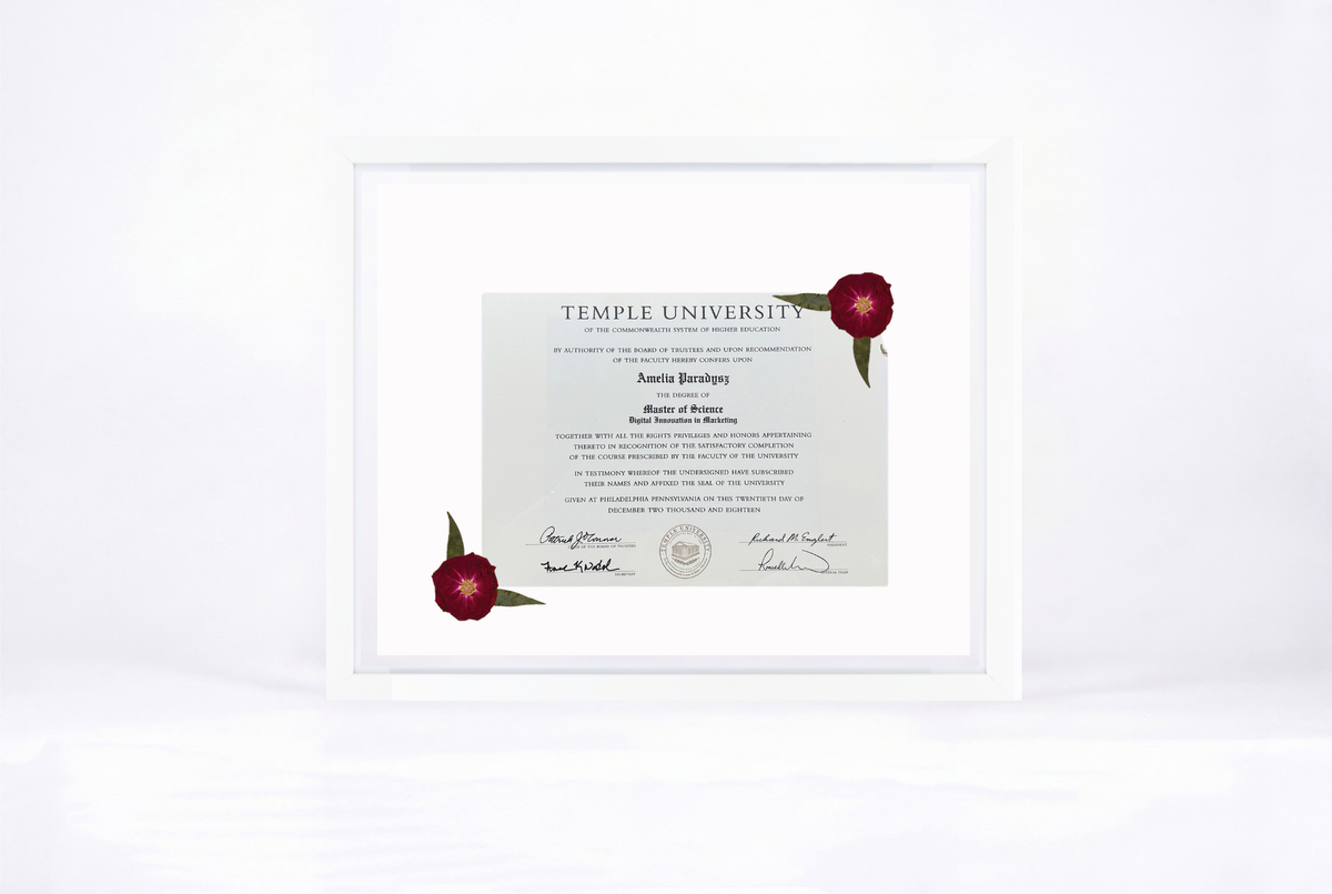 Pressed Flower Diploma Frame | 16x20 Graduation Keepsake