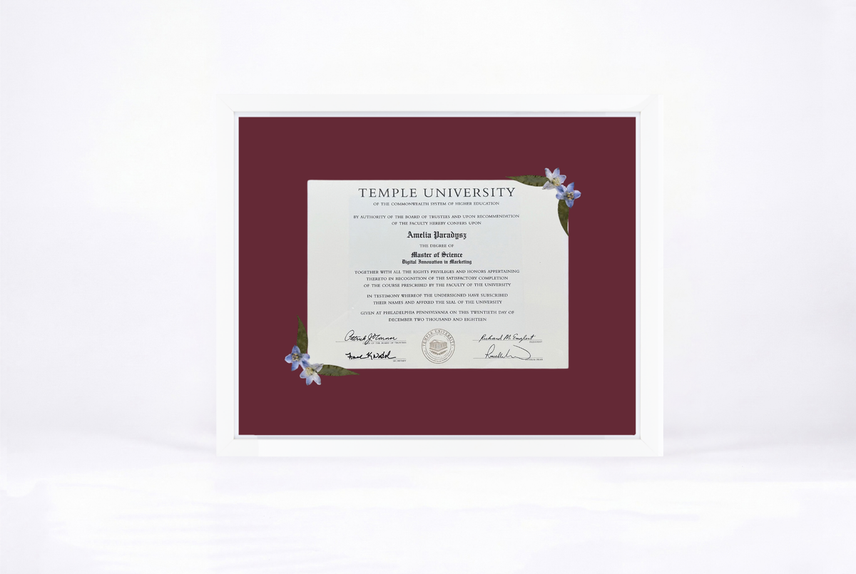 Pressed Flower Diploma Frame | 16x20 Graduation Keepsake