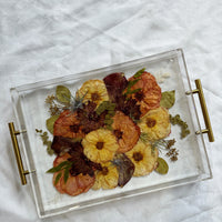 Pressed Flower Resin Serving Tray with Handles | 12x16