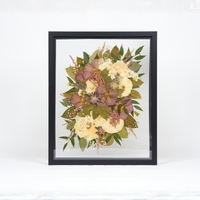 Black Wood Bouquet Frame - 16x20 | Burst Design with Glass Float Background