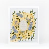 White Wood Bouquet Frame - 16x20 | Burst Design with Glass Float Background and Invitation Insert