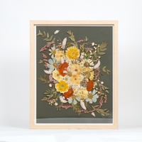 Natural Wood Bouquet Frame - 16x20 | Burst Design with Olive Archival Background