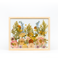 Natural Wood Bouquet Frame - 16x20 | Field Design with Glass Float Background