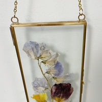 Hanging Float Pressed Flower Frame | Gold Rectangle