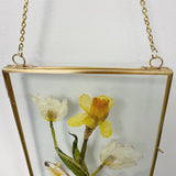 Hanging Float Pressed Flower Frame | Gold Rectangle