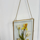 Hanging Float Pressed Flower Frame | Gold Rectangle