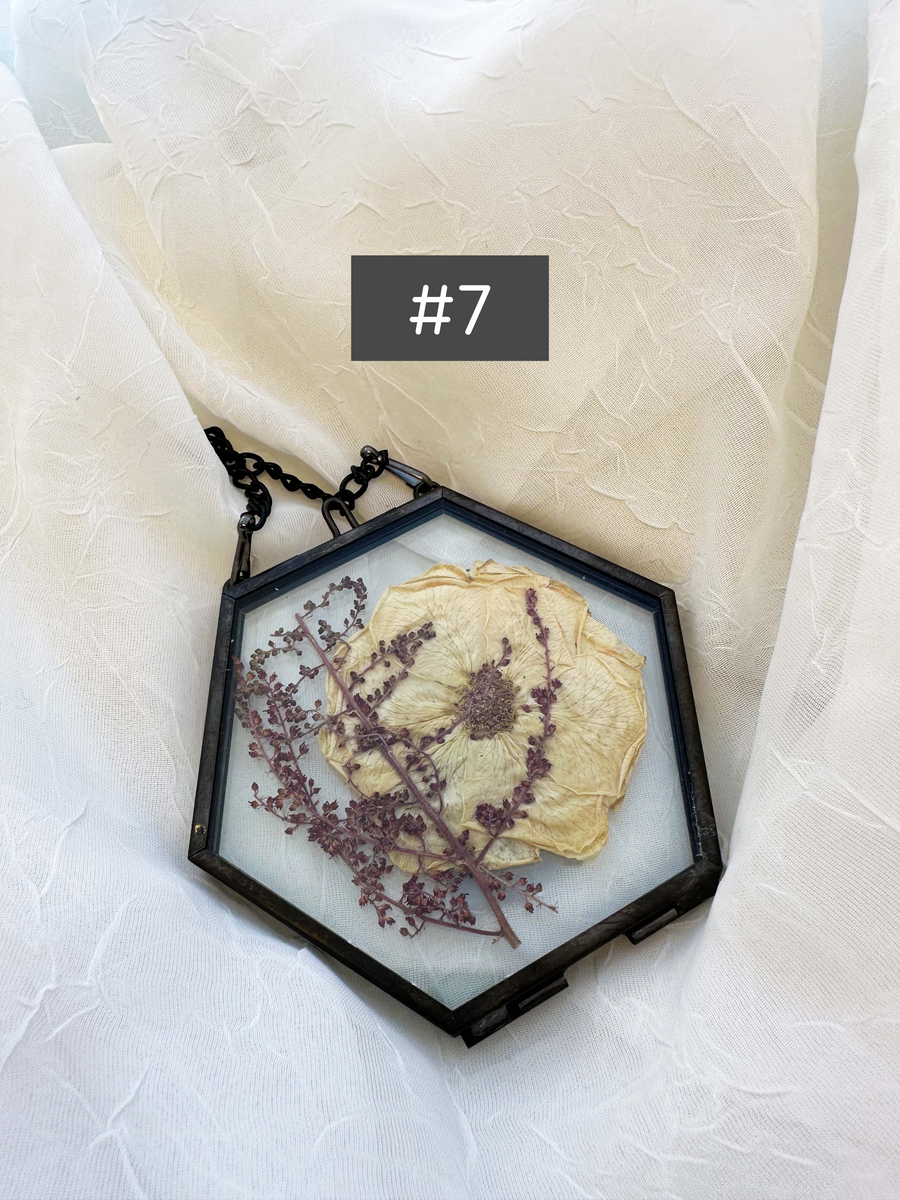 Hanging pressed flower frame ornament variant #7.