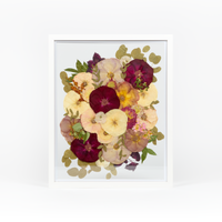 White Wood Bouquet Frame - 16x20 | Burst Design with Glass Float Background