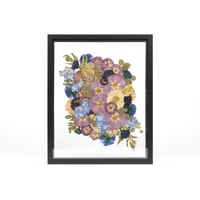 Black Wood Bouquet Frame - 16x20 | Burst Design with Glass Float Background
