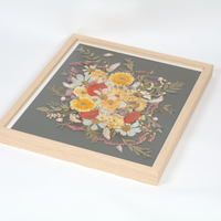 Natural Wood Bouquet Frame - 16x20 | Burst Design with Olive Archival Background