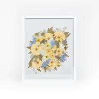 White Wood Bouquet Frame - 16x20 | Burst Design with Glass Float Background