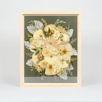 Natural Wood Bouquet Frame - 16x20 | Burst Design with Olive Archival Background