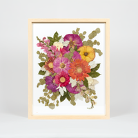 Natural Wood Bouquet Frame - 16x20 | Burst Design with White Archival Background