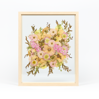 Natural Wood Bouquet Frame - 16x20 | Burst Design with Glass Float Background