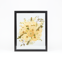 Black Wood Bouquet Frame - 16x20 | Burst Design with Glass Float Background