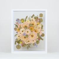 White Wood Bouquet Frame - 16x20 | Burst Design with Glass Float Background