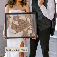 Black Wood Bouquet Frame - 16x20 | Burst Design with Glass Float Background