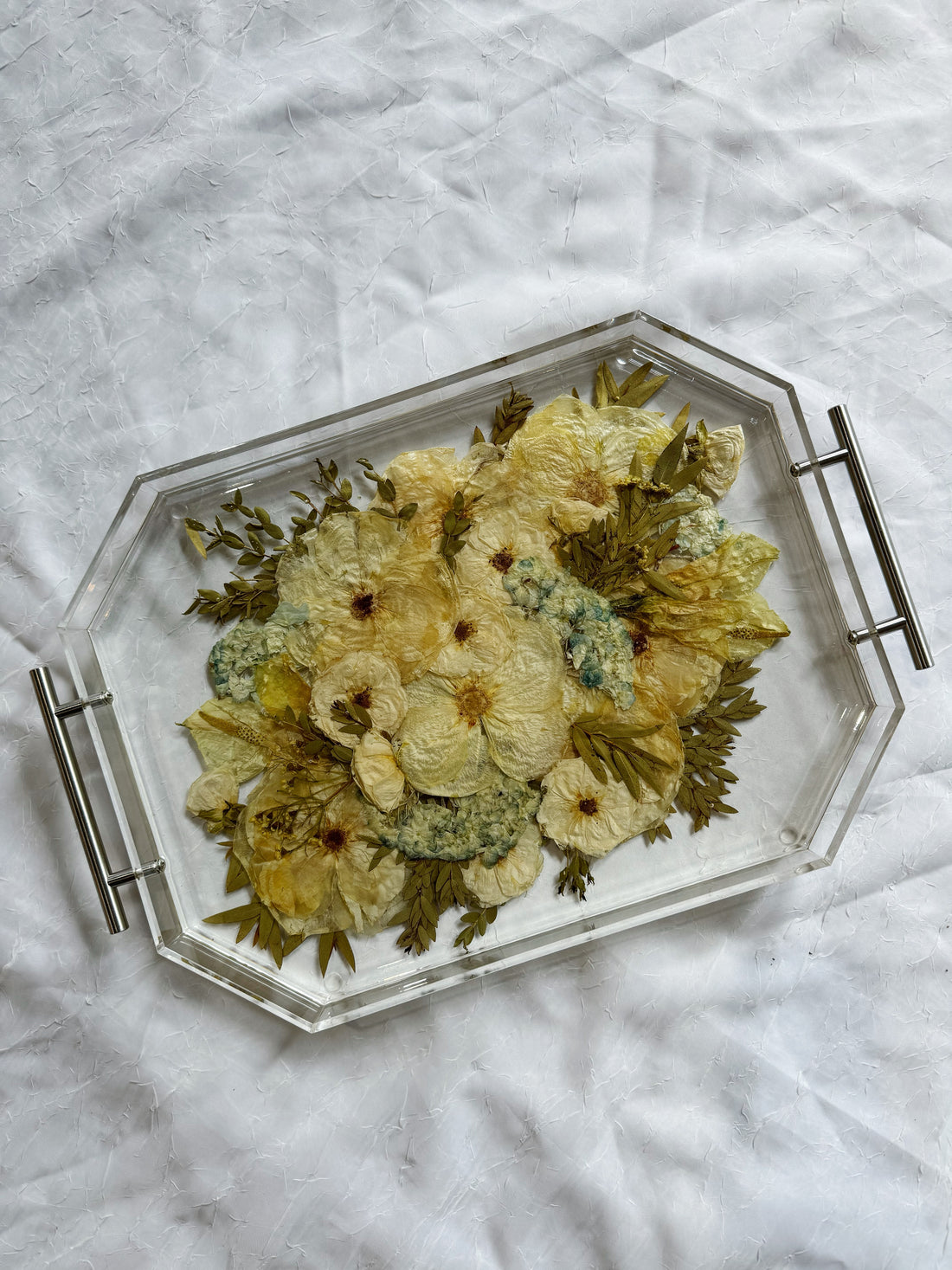 Pressed Flower Resin Serving Tray with Handles | 12x16