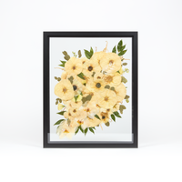 Black Wood Bouquet Frame - 16x20 | Burst Design with Glass Float Background