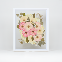 White Wood Bouquet Frame - 16x20 | Burst Design with Glass Float Background