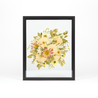 Black Wood Bouquet Frame - 16x20 | Burst Design with Glass Float Background
