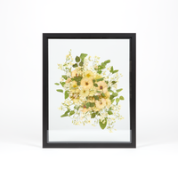 Black Wood Bouquet Frame - 16x20 | Burst Design with Glass Float Background