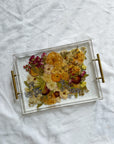 Pressed Flower Resin Serving Tray with Handles | 12x16