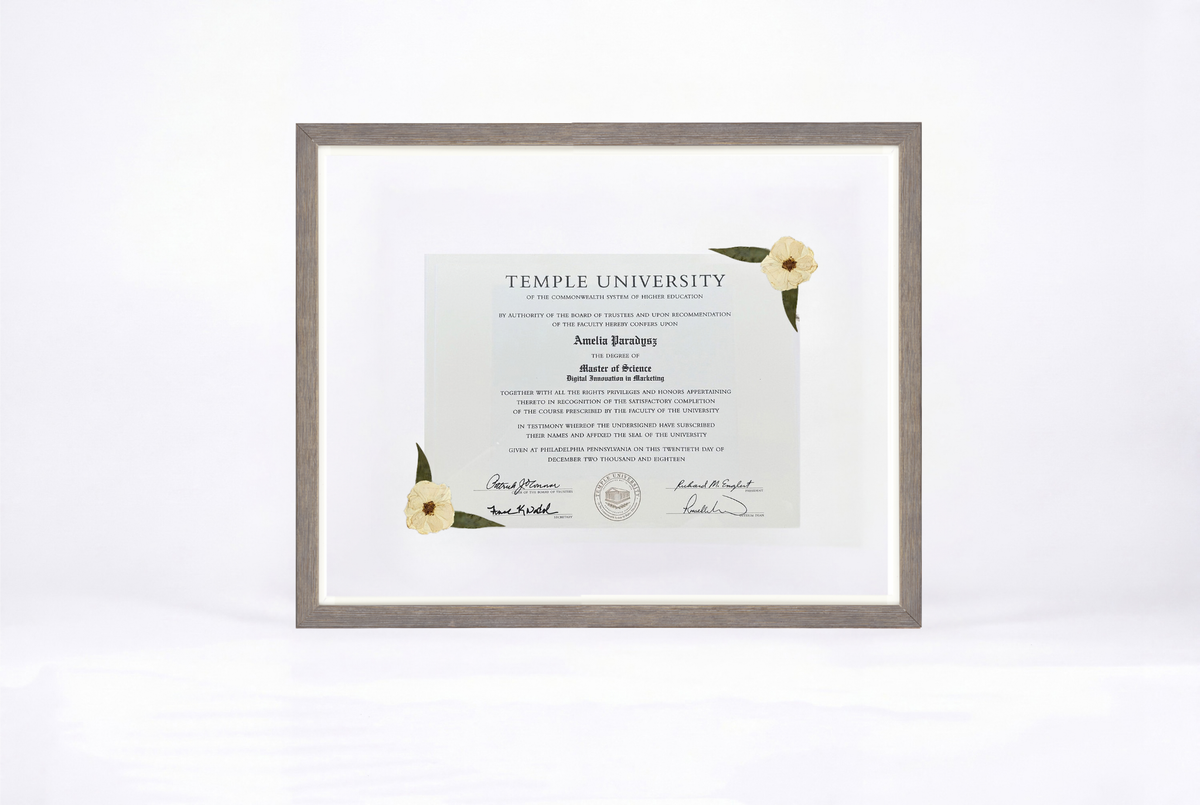 Pressed Flower Diploma Frame | 16x20 Graduation Keepsake