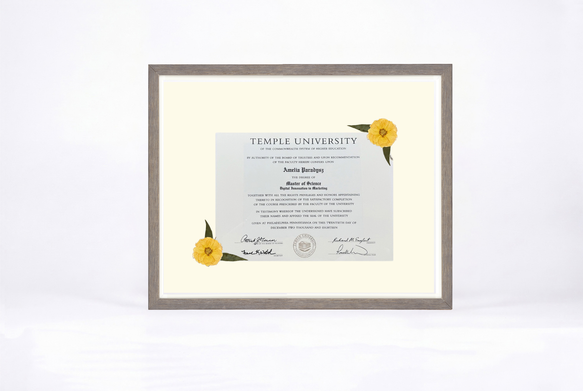 Pressed Flower Diploma Frame | 16x20 Graduation Keepsake
