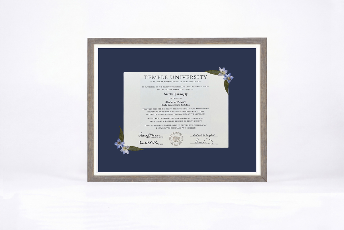 Pressed Flower Diploma Frame | 16x20 Graduation Keepsake