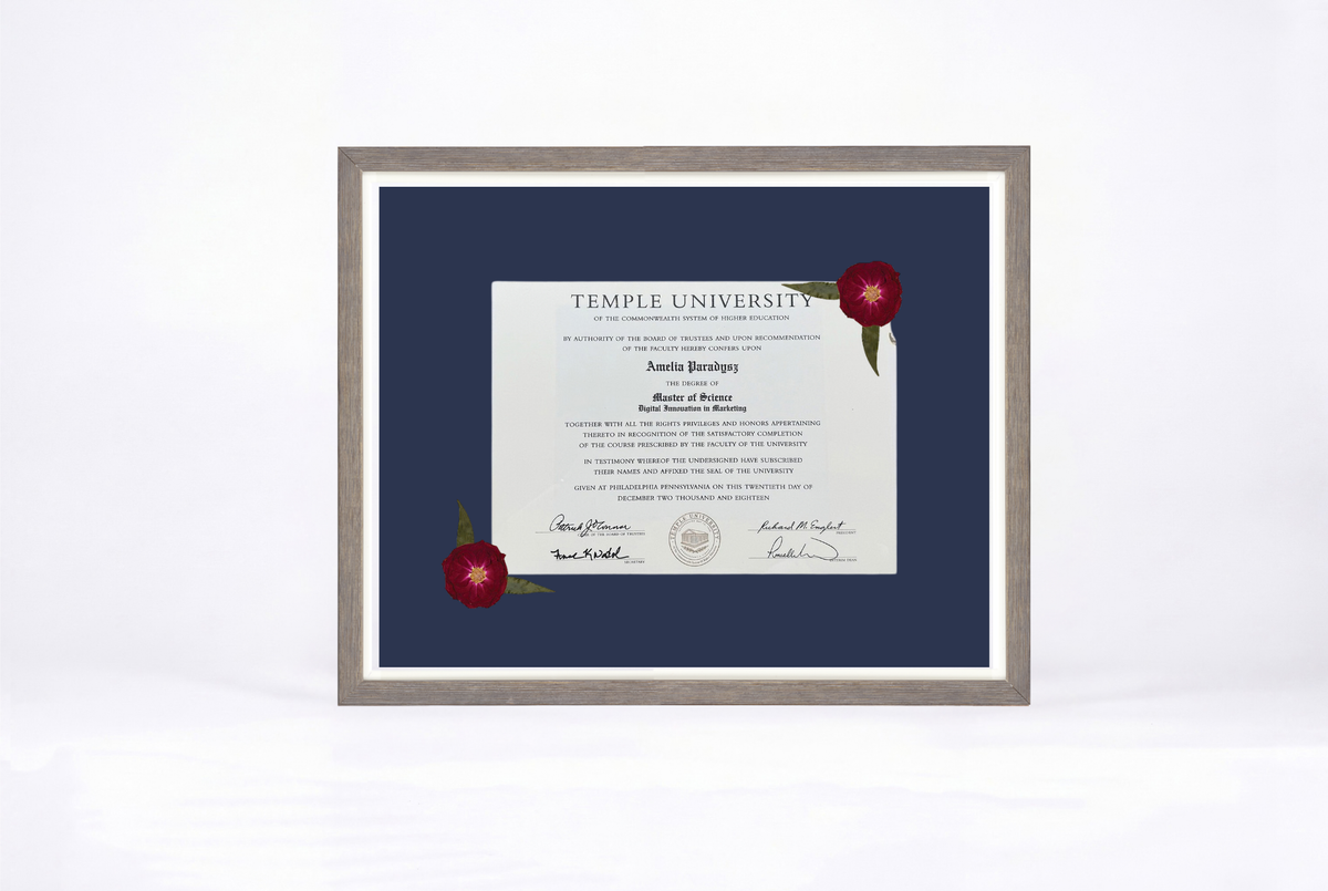Pressed Flower Diploma Frame | 16x20 Graduation Keepsake