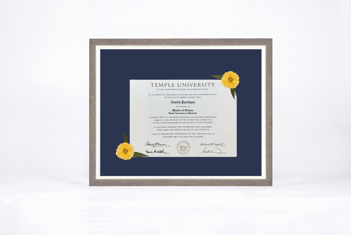 Pressed Flower Diploma Frame | 16x20 Graduation Keepsake