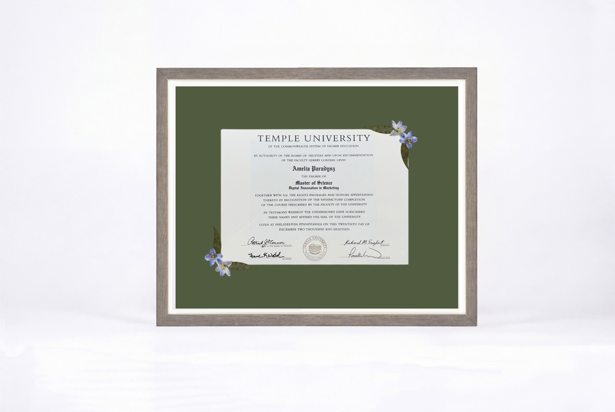Pressed Flower Diploma Frame | 16x20 Graduation Keepsake