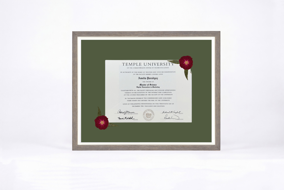 Pressed Flower Diploma Frame | 16x20 Graduation Keepsake