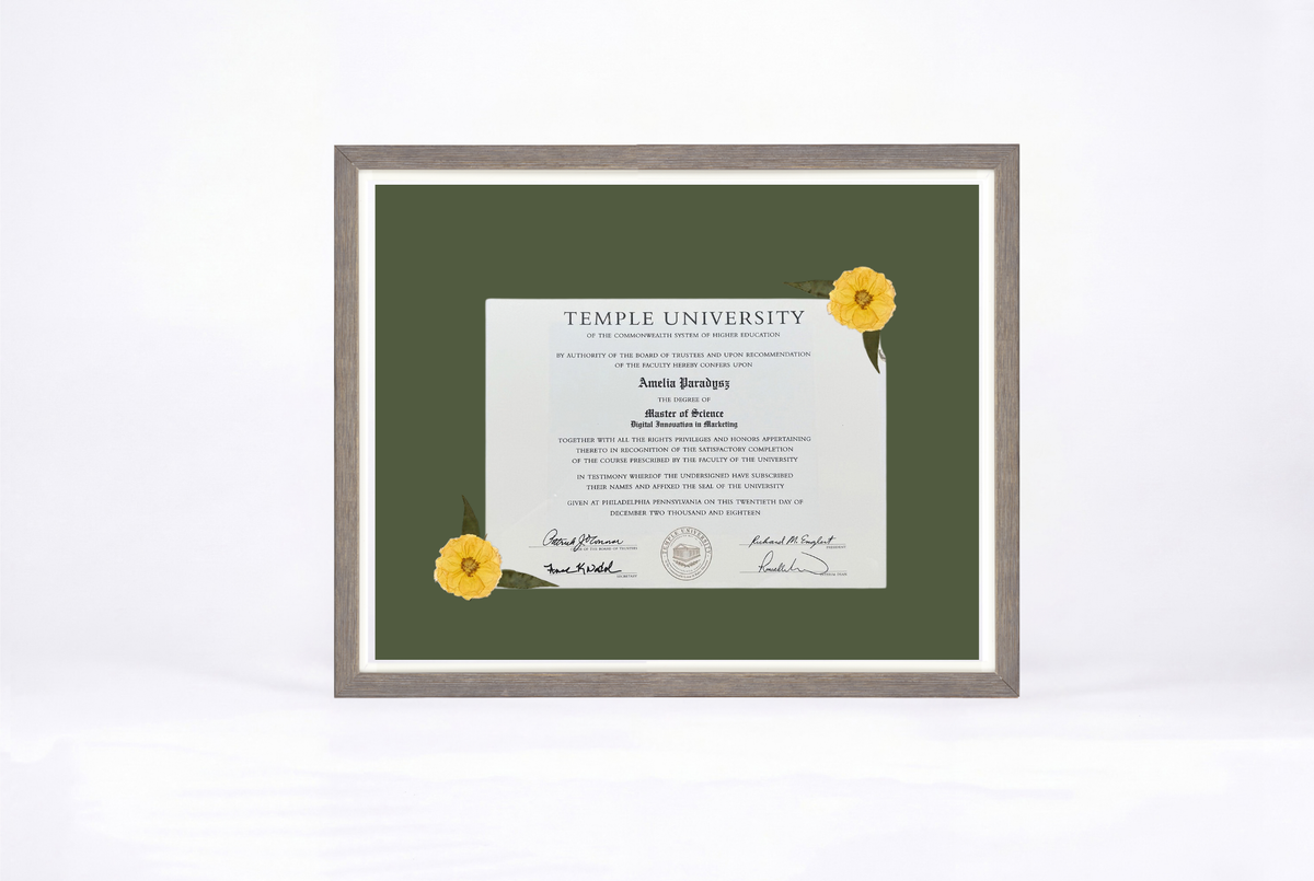 Pressed Flower Diploma Frame | 16x20 Graduation Keepsake