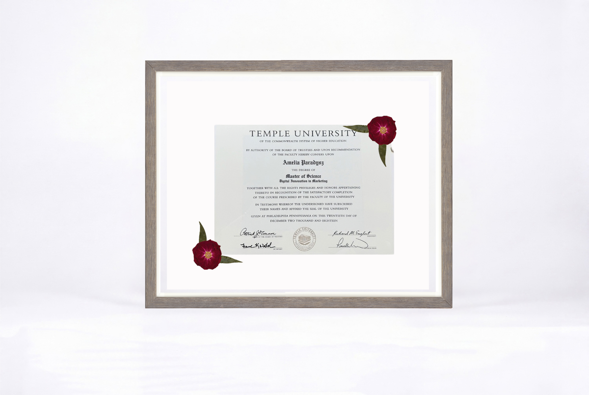 Pressed Flower Diploma Frame | 16x20 Graduation Keepsake