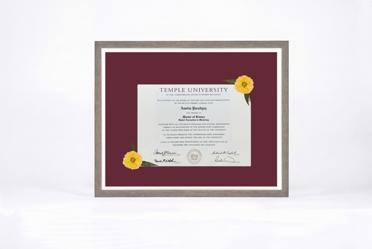 Pressed Flower Diploma Frame | 16x20 Graduation Keepsake
