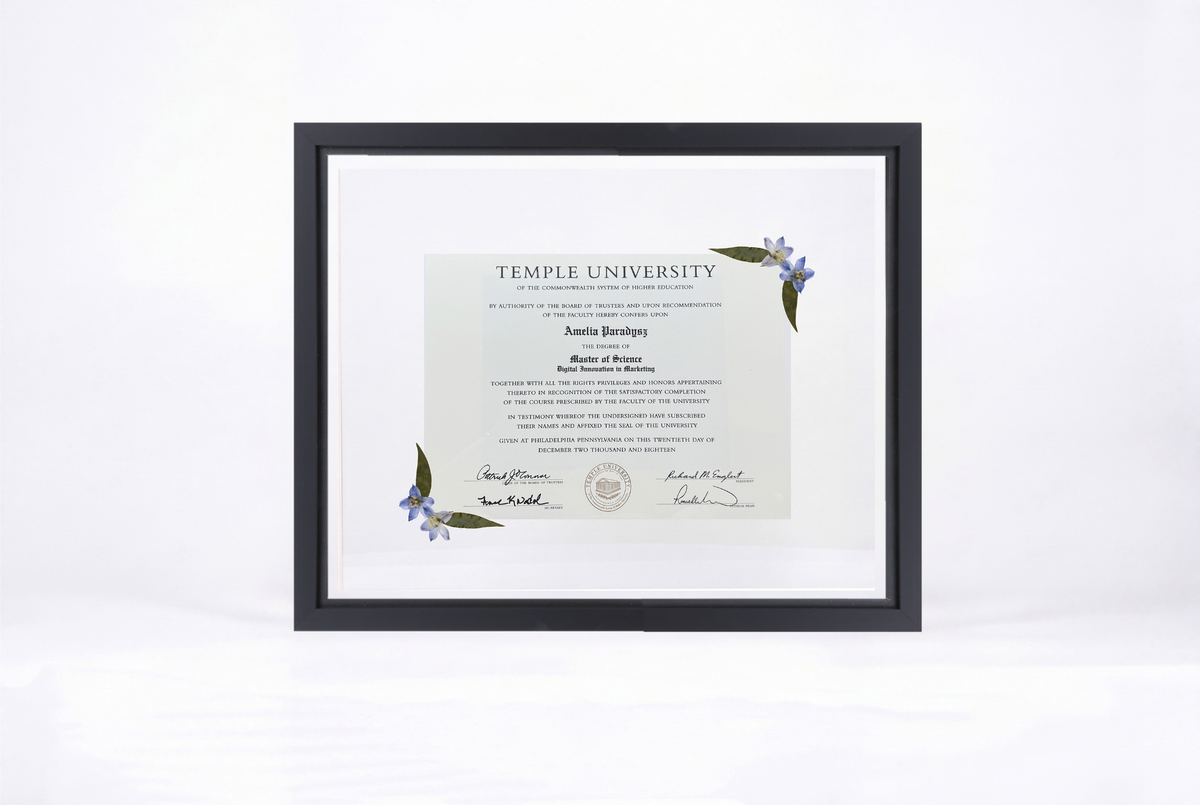 Pressed Flower Diploma Frame | 16x20 Graduation Keepsake