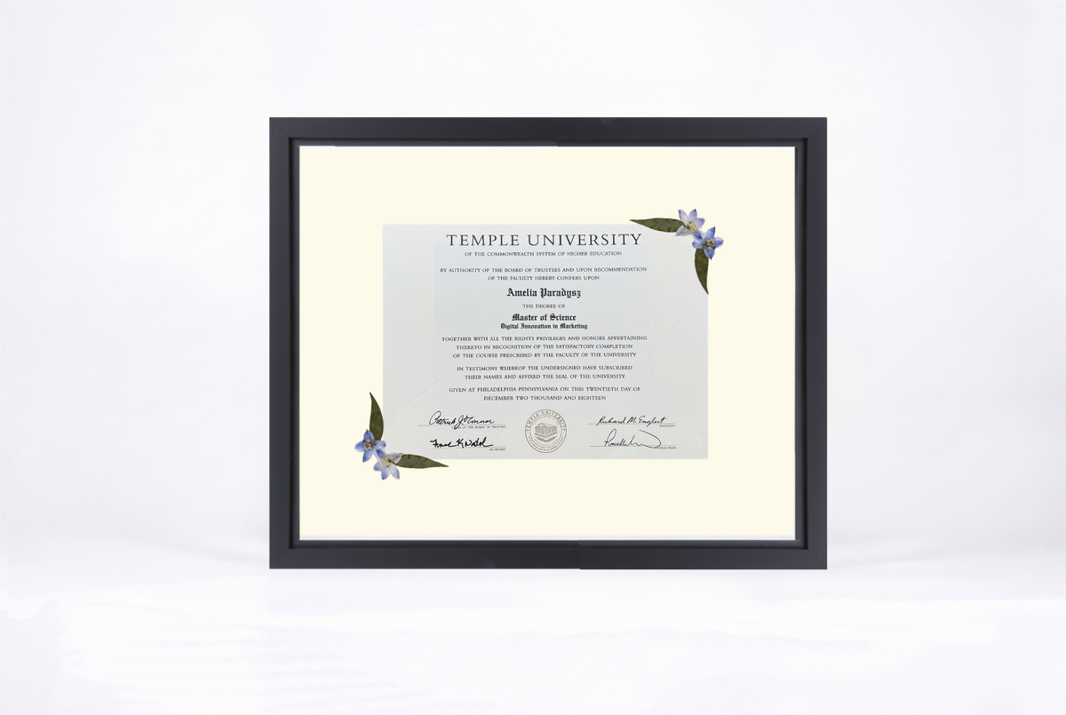 Pressed Flower Diploma Frame | 16x20 Graduation Keepsake