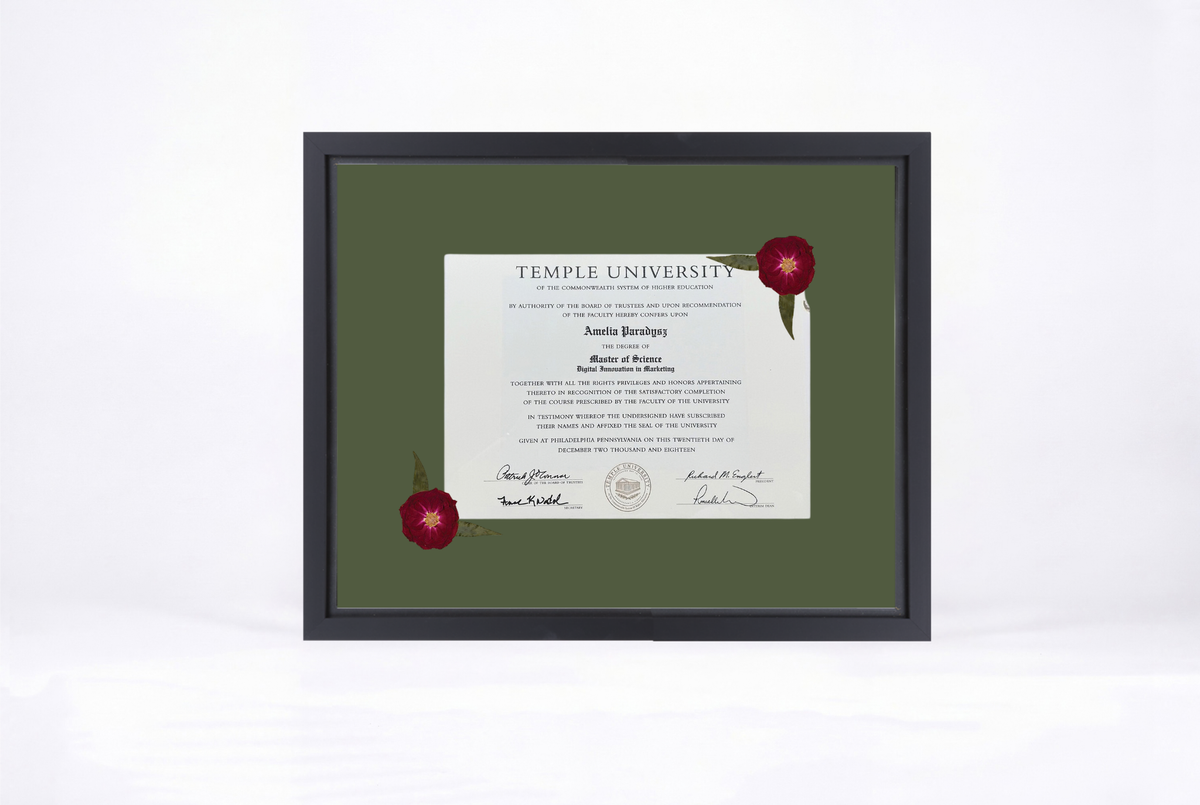 Pressed Flower Diploma Frame | 16x20 Graduation Keepsake