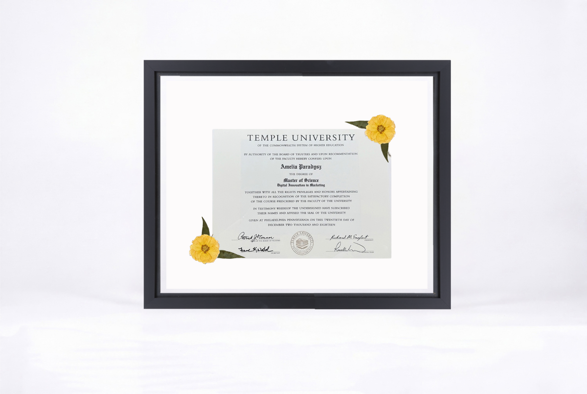 Pressed Flower Diploma Frame | 16x20 Graduation Keepsake