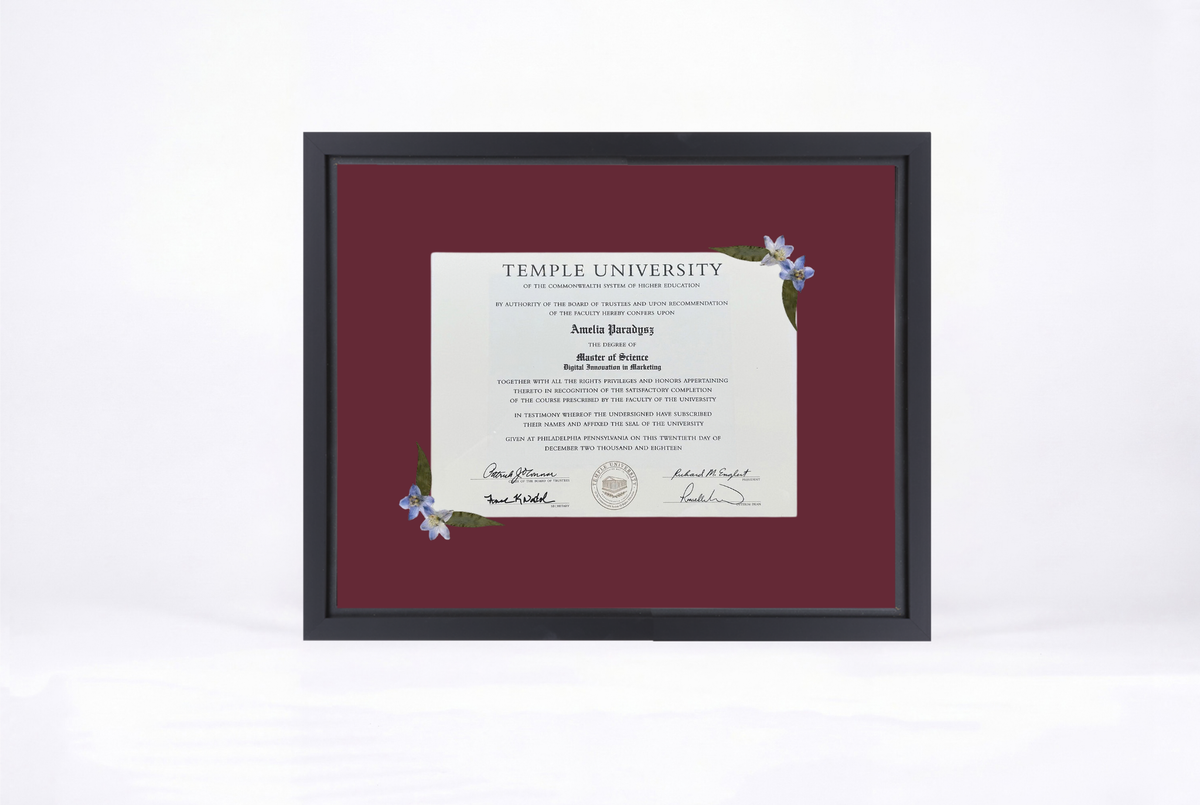 Pressed Flower Diploma Frame | 16x20 Graduation Keepsake