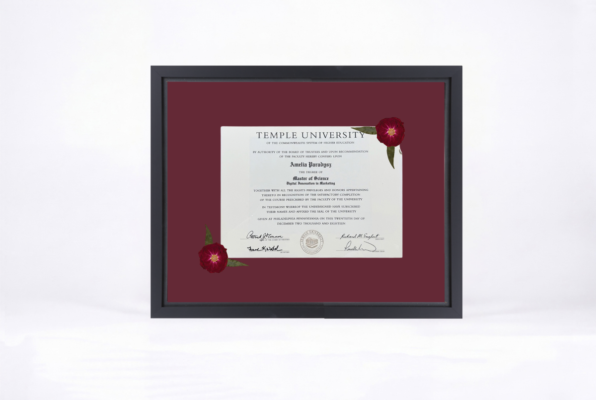 Pressed Flower Diploma Frame | 16x20 Graduation Keepsake