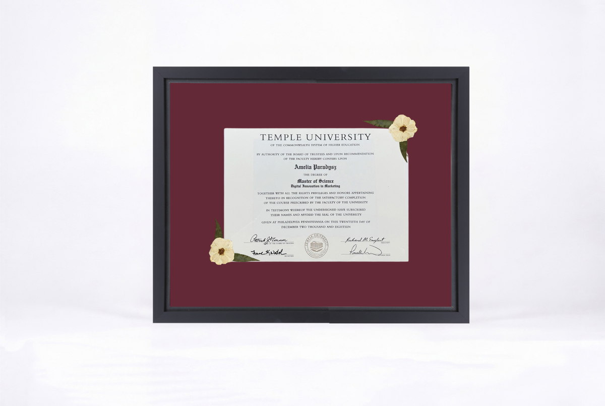 Pressed Flower Diploma Frame | 16x20 Graduation Keepsake