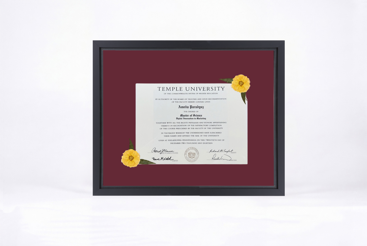 Pressed Flower Diploma Frame | 16x20 Graduation Keepsake