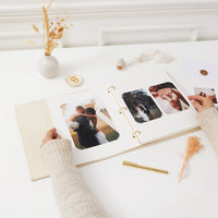 Blush and Gold Wedding Day Photo Album | Includes Photo Corners and Extra Pages