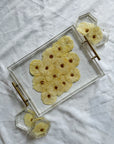 Pressed Flower Resin Serving Tray with Handles | 12x16